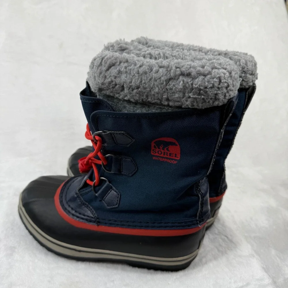 Sorel Yoot Pac Nylon‎ Waterproof Snow Boots Navy Blue Red NY1879-464 Kids Size 5